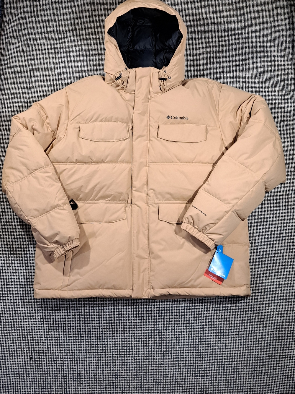 Columbia Men’s Tan Insulated Hooded Puffer Jacket Omni Heat XL